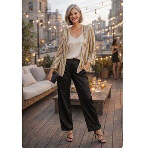 Chico's Khaki Embellished Artisan Zebra Jacket Sz 1